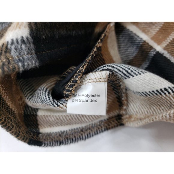 Yeokou Women's Jacket Shacket Button Up Long Sleeve Brown Plaid Size S NWT - Picture 6 of 10